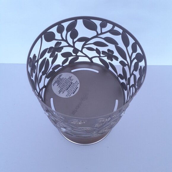 Bath & Body Works Decorative Metal 3 wick Candle Holder With Floral Design  5" H - Picture 4 of 7